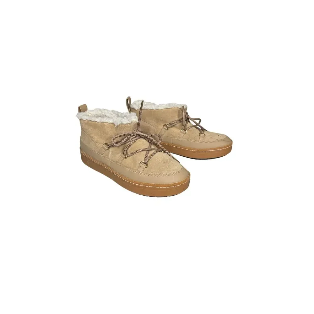 Cole Haan Grandseries Tan Suede Snow Boots Faux Shearling Cloudfeel Women Size 8